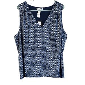 White House Black Market Outlet NWT Navy Reversible Sleeveless Blouse Size XL